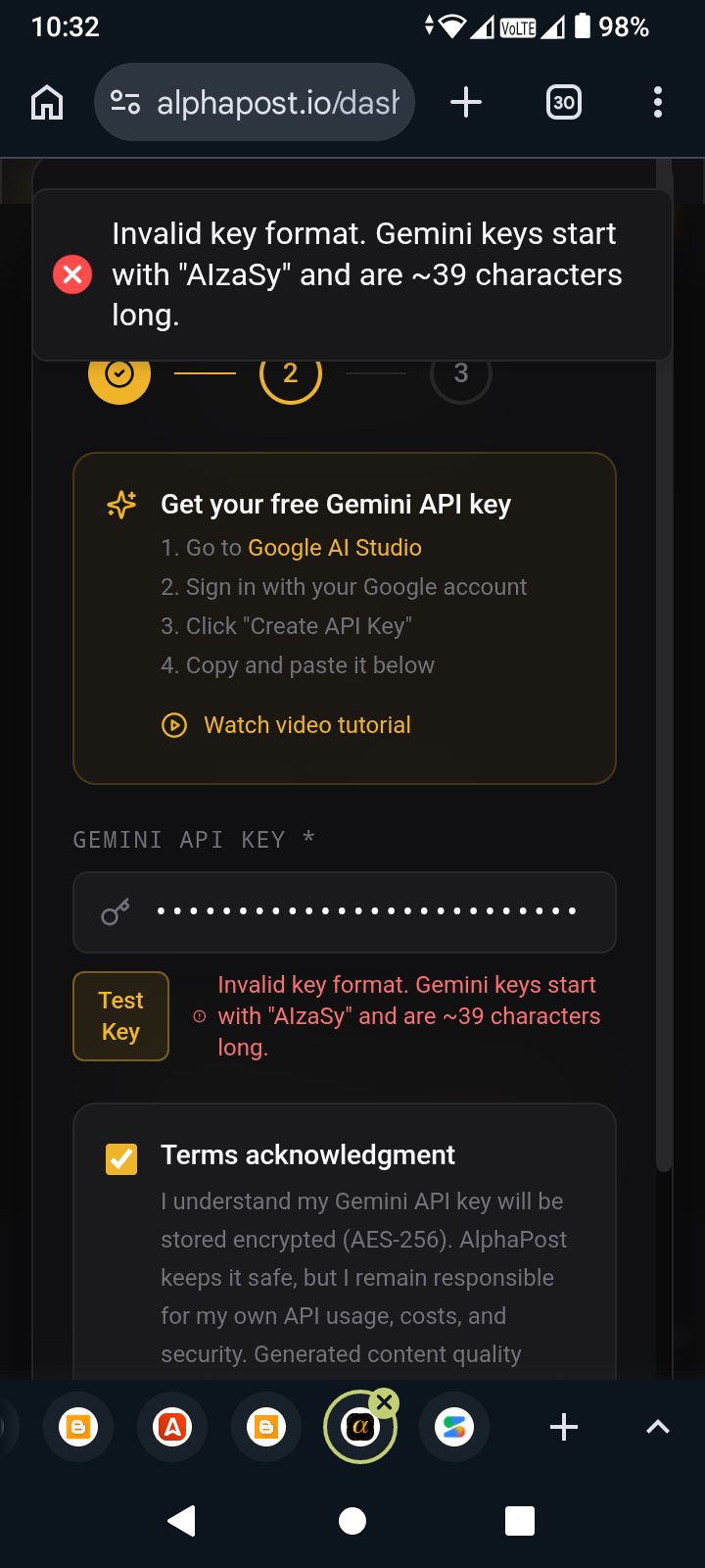 Gemini api not working