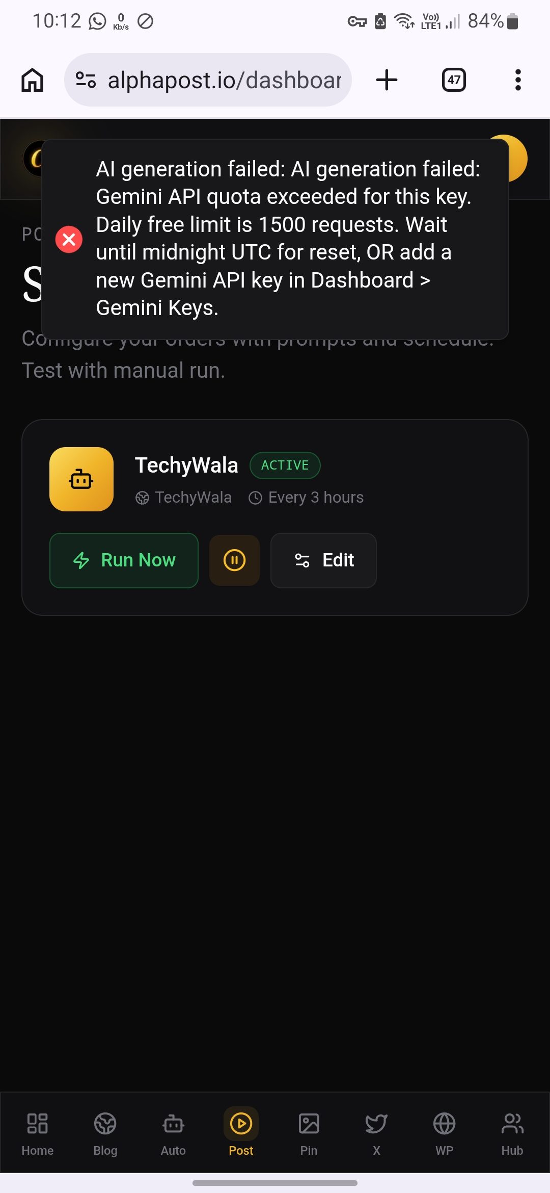 Why everyday same issue eventhough I have the credits