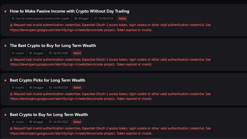 error on keyword and write article